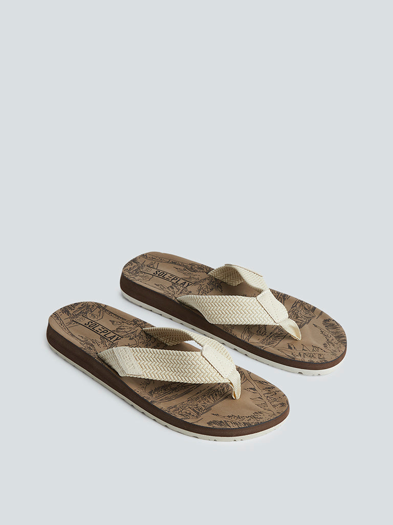 SOLEPLAY Brown Textured-Strap Flip-Flops